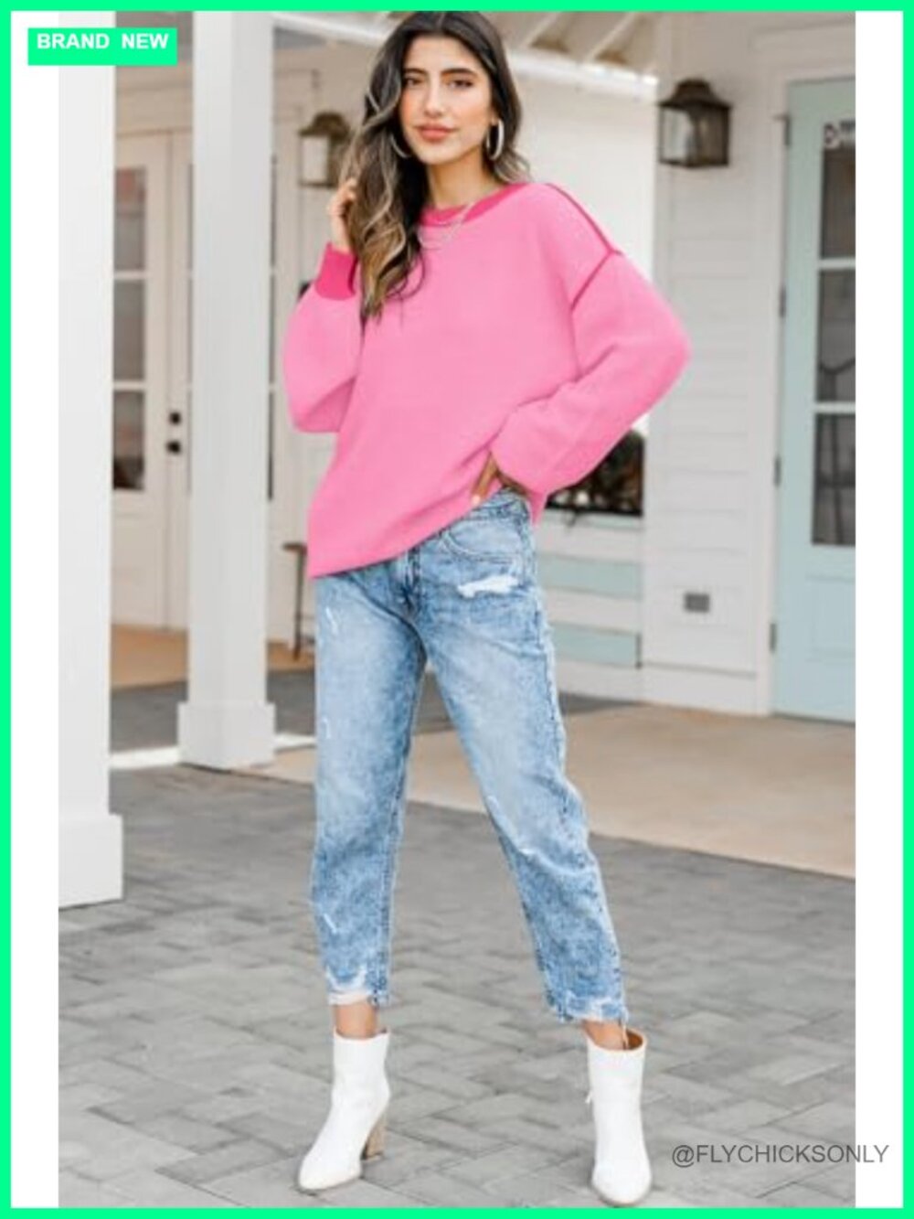 Viscose Nylon Oversized Batwing Sweater - Picture 2 of 4